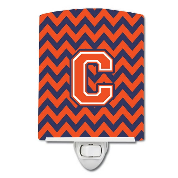 Carolines Treasures CJ1042-CCNL Letter C Chevron Orange and Blue Ceramic Night Light, 6x4x3", multicolor