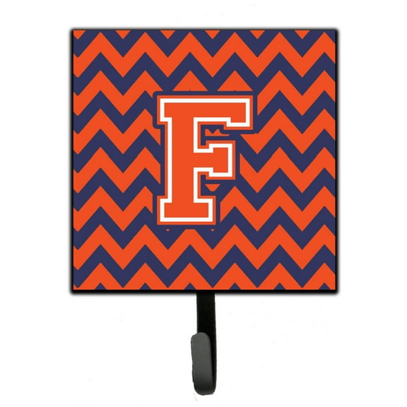 Carolines Treasures CJ1042-FSH4 Letter F Chevron Orange and Blue Leash or Key Holder Single Hook multicolor