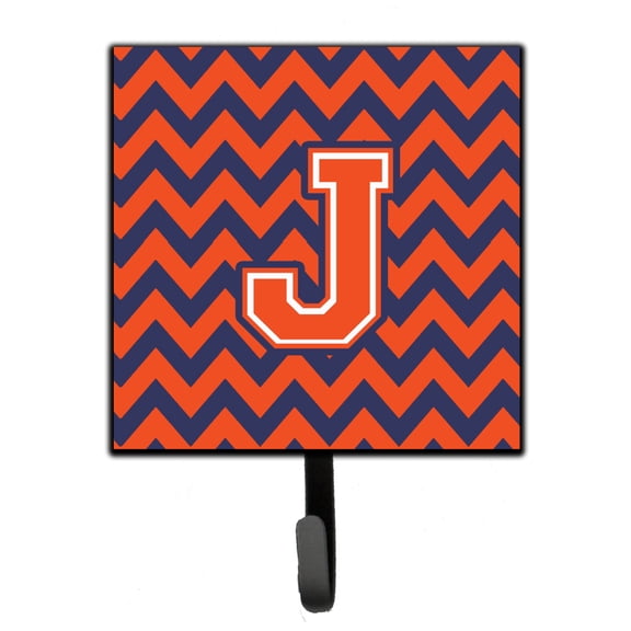 Carolines Treasures CJ1042-JSH4 Letter J Chevron Orange and Blue Leash or Key Holder Single Hook multicolor