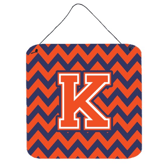 Carolines Treasures CJ1042-KDS66 Letter K Chevron Orange and Blue Wall or Door Hanging Prints 6HX6W multicolor