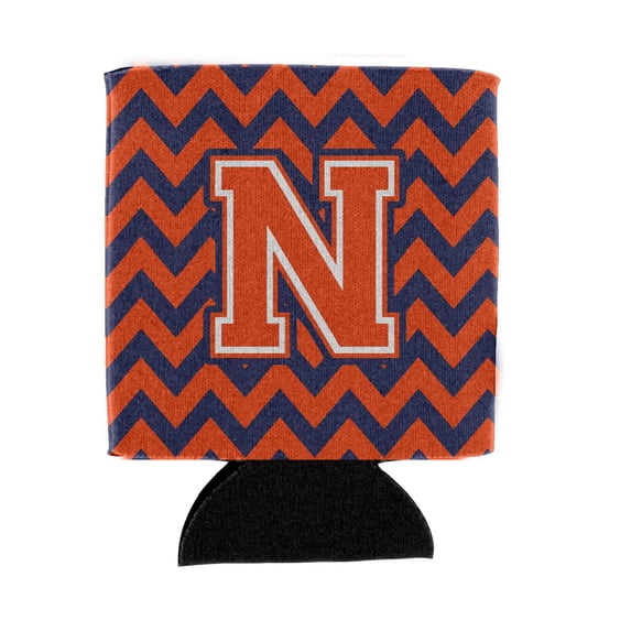 Carolines Treasures CJ1042-NCC Letter N Chevron Orange and Blue Can or Bottle Hugger  Can Hugger multicolor