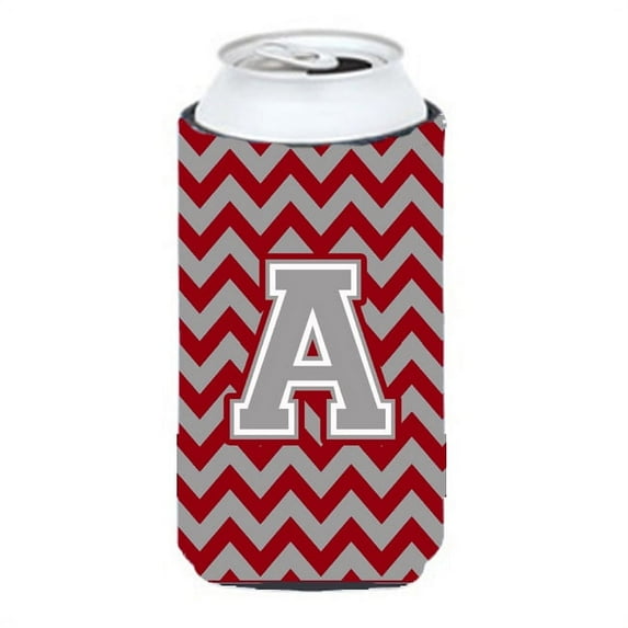 Carolines Treasures CJ1043-ATBC Letter A Chevron Crimson and Grey Tall Boy Beverage Insulator Hugger Tall Boy