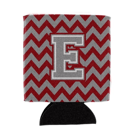 Carolines Treasures CJ1043-ECC Letter E Chevron Crimson and Grey Can or Bottle Hugger Can Hugger multicolor