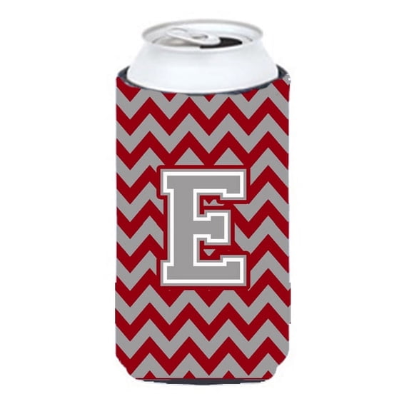 Carolines Treasures CJ1043-ETBC Letter E Chevron Crimson and Grey Tall Boy Beverage Insulator Hugger Tall Boy
