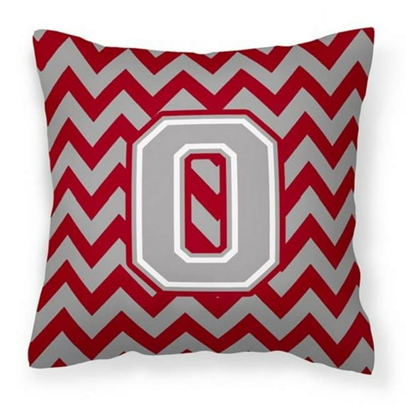 Carolines Treasures CJ1043-OPW1414 Letter O Chevron Crimson & Grey Fabric Decorative Pillow
