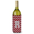 thumbnail image 1 of Carolines Treasures CJ1043-RLITERK Letter R Chevron Crimson and Grey   Wine Bottle Beverage Insulator Hugger  Wine, 1 of 1