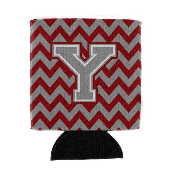 Carolines Treasures CJ1043-YCC Letter Y Chevron Crimson and Grey Can or Bottle Hugger Can Hugger multicolor