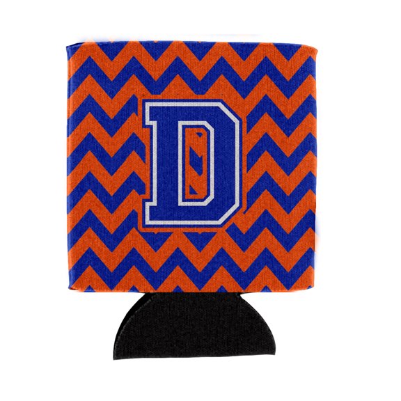 Carolines Treasures CJ1044-DCC Letter D Chevron Orange and Blue Can or Bottle Hugger Can Hugger multicolor
