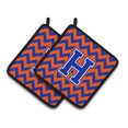 thumbnail image 1 of Letter H Chevron Orange and Blue Pair of Pot Holders, 1 of 2