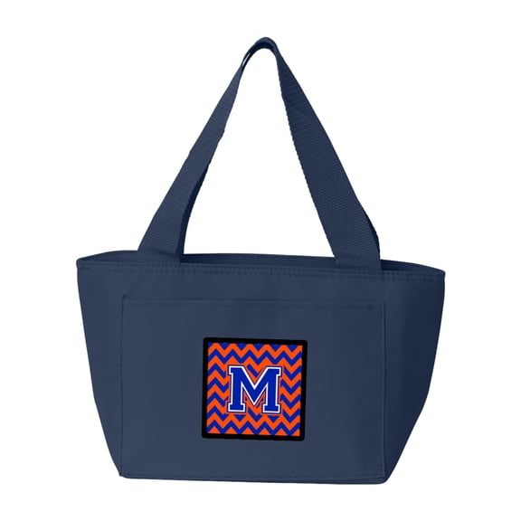 Carolines Treasures CJ1044-MNA-8808 Letter M Chevron Orange and Blue Lunch Bag Large multicolor
