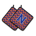 thumbnail image 1 of Carolines Treasures CJ1044-NPTHD Letter N Chevron Orange and Blue Pair of Pot Holders, 7.5HX7.5W, multicolor, 1 of 2