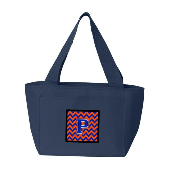 Carolines Treasures CJ1044-PNA-8808 Letter P Chevron Orange and Blue Lunch Bag Large multicolor