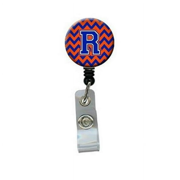 Carolines Treasures CJ1044-RBR Letter R Chevron Orange & Blue Retractable Badge Reel, 5 x 1 x 2 in.