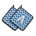 thumbnail image 1 of Letter A Chevron Blue and White Pair of Pot Holders, 1 of 2