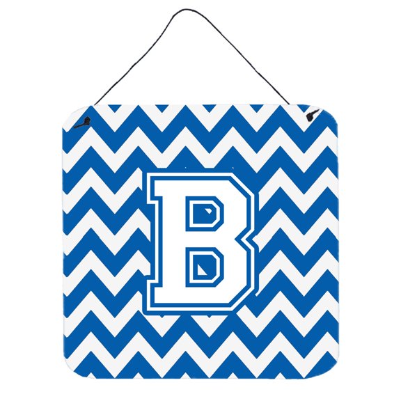 Carolines Treasures CJ1045-BDS66 Letter B Chevron Blue and White Wall or Door Hanging Prints 6HX6W multicolor