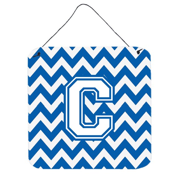 Carolines Treasures CJ1045-CDS66 Letter C Chevron Blue and White Wall or Door Hanging Prints 6HX6W multicolor