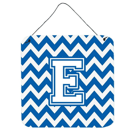 Carolines Treasures CJ1045-EDS66 Letter E Chevron Blue and White Wall or Door Hanging Prints 6HX6W multicolor