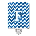 thumbnail image 1 of Letter F Chevron Blue and White Ceramic Night Light, 1 of 1