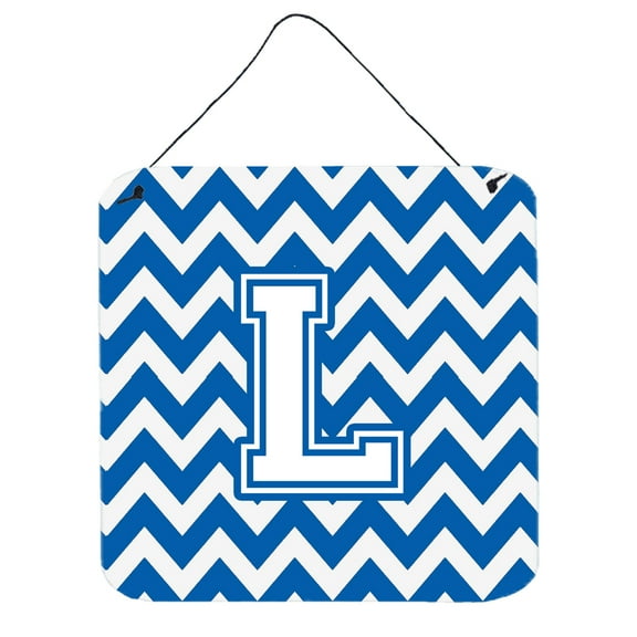 Carolines Treasures CJ1045-LDS66 Letter L Chevron Blue and White Wall or Door Hanging Prints 6HX6W multicolor