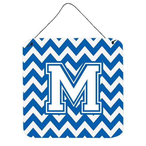 Carolines Treasures CJ1045-MDS66 Letter M Chevron Blue and White Wall or Door Hanging Prints 6HX6W multicolor