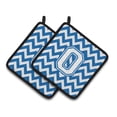 thumbnail image 1 of Letter O Chevron Blue and White Pair of Pot Holders, 1 of 2