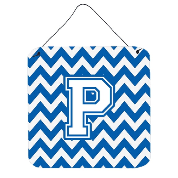 Carolines Treasures CJ1045-PDS66 Letter P Chevron Blue and White Wall or Door Hanging Prints 6HX6W multicolor