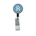 thumbnail image 1 of Carolines Treasures CJ1045-RBR Letter R Chevron Blue & White Retractable Badge Reel, 5 x 1 x 2 in., 1 of 2