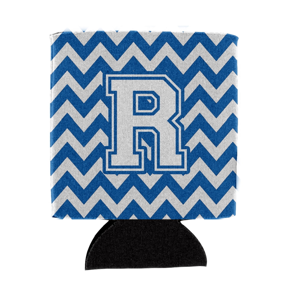Carolines Treasures CJ1045-RCC Letter R Chevron Blue and White Can or Bottle Hugger  Can Hugger multicolor