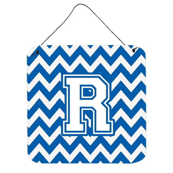 Carolines Treasures CJ1045-RDS66 Letter R Chevron Blue and White Wall or Door Hanging Prints 6HX6W multicolor
