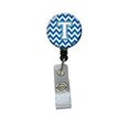 thumbnail image 1 of Carolines Treasures CJ1045-TBR Letter T Chevron Blue & White Retractable Badge Reel, 5 x 1 x 2 in., 1 of 2