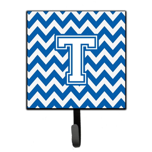 Carolines Treasures CJ1045-TSH4 Letter T Chevron Blue and White Leash or Key Holder Single Hook multicolor