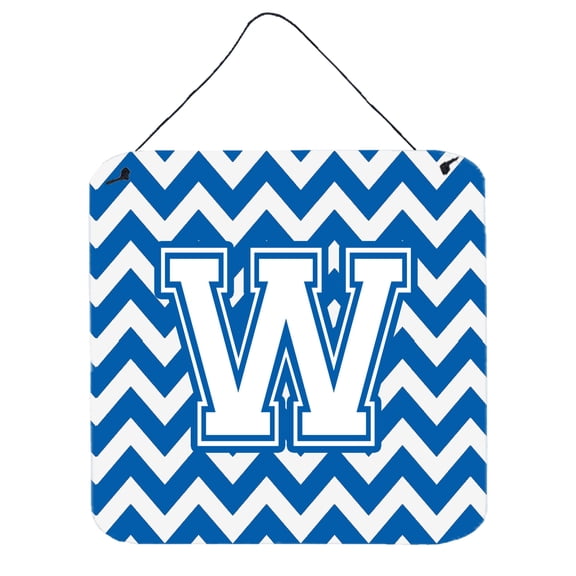 Carolines Treasures CJ1045-WDS66 Letter W Chevron Blue and White Wall or Door Hanging Prints 6HX6W multicolor