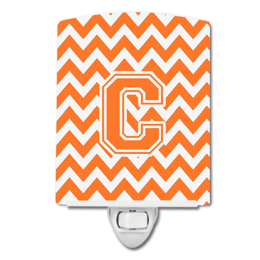Carolines Treasures CJ1046-CCNL Letter C Chevron Orange and White Ceramic Night Light, 6x4x3", multicolor