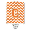 thumbnail image 1 of Carolines Treasures CJ1046-CCNL Letter C Chevron Orange and White Ceramic Night Light, 6x4x3", multicolor, 1 of 1