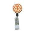 thumbnail image 1 of Carolines Treasures CJ1046-TBR Letter T Chevron Orange & White Retractable Badge Reel, 1 of 2