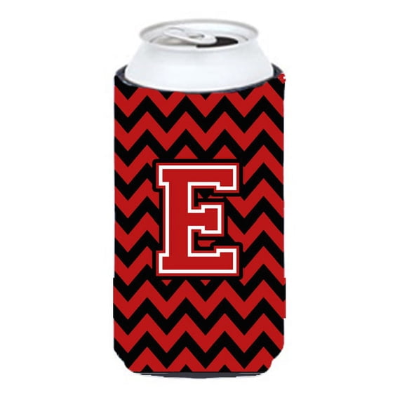 Carolines Treasures CJ1047-ETBC Letter E Chevron Black and Red   Tall Boy Beverage Insulator Hugger  Tall Boy multicolor