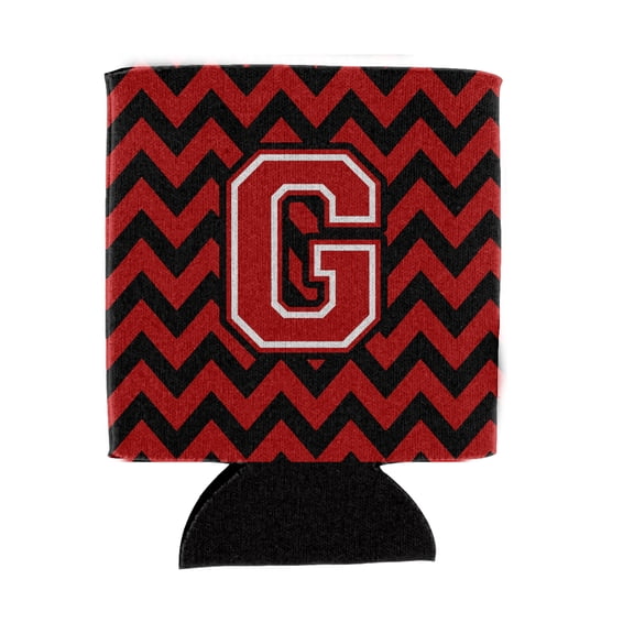 Carolines Treasures CJ1047-GCC Letter G Chevron Black and Red Can or Bottle Hugger Can Hugger multicolor