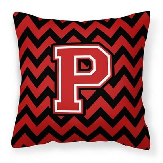 Carolines Treasures CJ1047-PPW1414 Letter P Chevron Black & Red Fabric Decorative Pillow