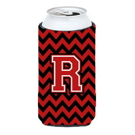 Carolines Treasures CJ1047-RTBC Letter R Chevron Black and Red   Tall Boy Beverage Insulator Hugger  Tall Boy multicolor