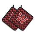 thumbnail image 1 of Carolines Treasures CJ1047-WPTHD Letter W Chevron Black and Red Pair of Pot Holders, 7.5HX7.5W, multicolor, 1 of 2