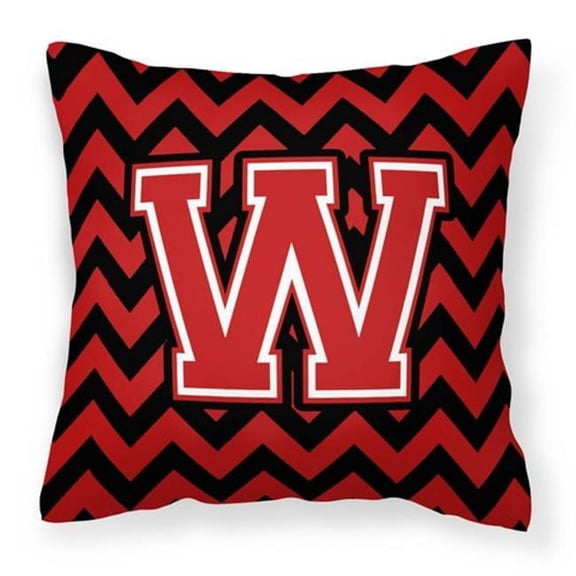 Carolines Treasures CJ1047-WPW1414 Letter W Chevron Black & Red Fabric Decorative Pillow