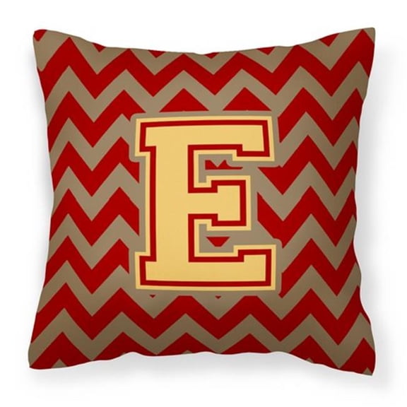 Carolines Treasures CJ1048-EPW1414 Letter E Chevron Garnet & Gold Fabric Decorative Pillow