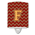 thumbnail image 1 of Letter F Chevron Garnet and Gold Ceramic Night Light, 1 of 1