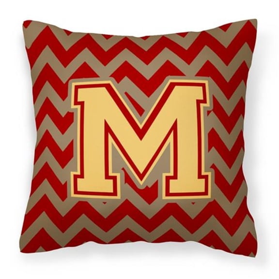 Carolines Treasures CJ1048-MPW1414 Letter M Chevron Garnet & Gold Fabric Decorative Pillow