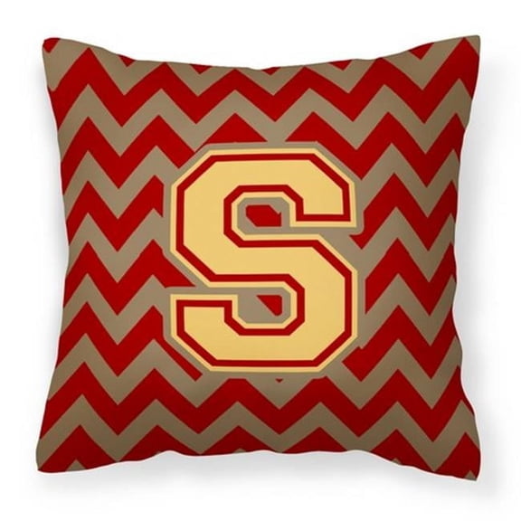 Carolines Treasures CJ1048-SPW1414 Letter S Chevron Garnet & Gold Fabric Decorative Pillow
