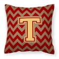 thumbnail image 1 of Carolines Treasures CJ1048-TPW1414 Letter T Chevron Garnet & Gold Fabric Decorative Pillow, 1 of 4