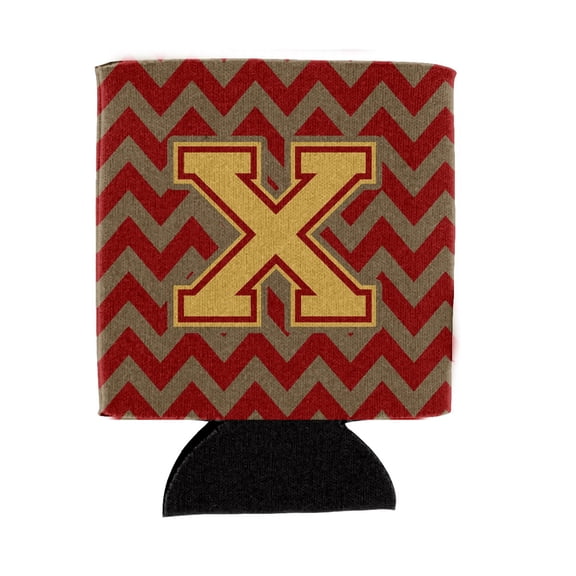 Carolines Treasures CJ1048-XCC Letter X Chevron Garnet and Gold Can or Bottle Hugger Can Hugger multicolor