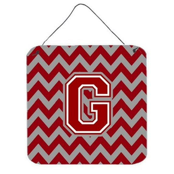 Carolines Treasures CJ1049-GDS66 Letter G Chevron Maroon & White Wall or Door Hanging Prints, 6 x 0.02 x 6 in.