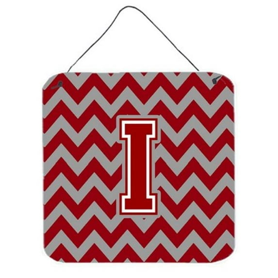 Carolines Treasures CJ1049-IDS66 Letter I Chevron Maroon & White Wall or Door Hanging Prints, 6 x 0.02 x 6 in.