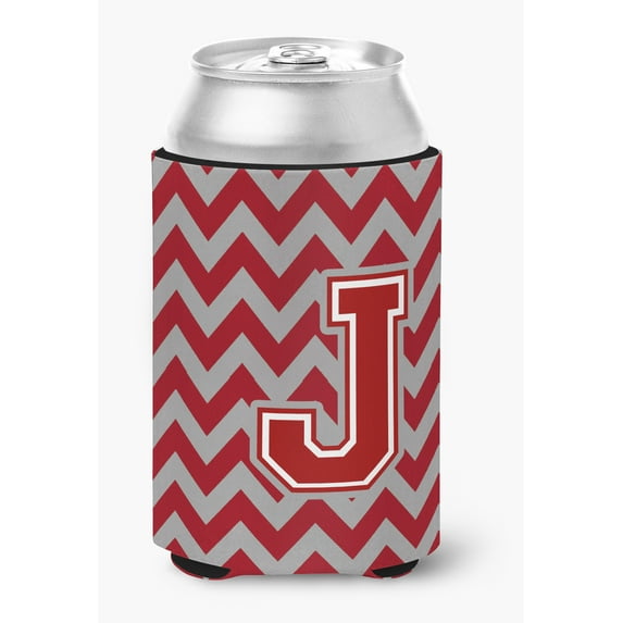 Carolines Treasures CJ1049-JCC Letter J Chevron Maroon & White Can or Bottle Hugger, 0.25 x 4 x 5.5 in.